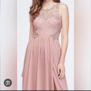 Elegant Pink Lace Maxi Dress